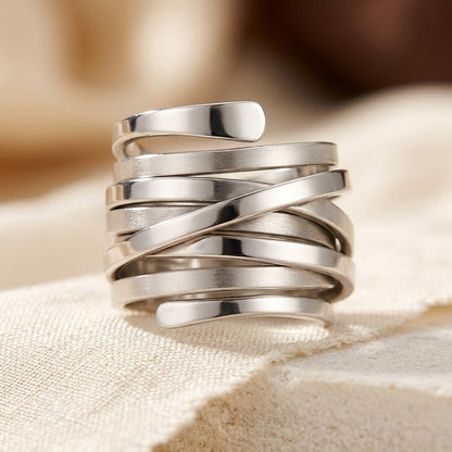 Anillo Envolvente Multibanda de Plata