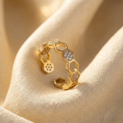Anillo Abierto Geométrico de Oro