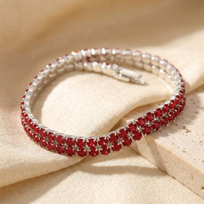 Pulsera Tenis de Plata con Rubí