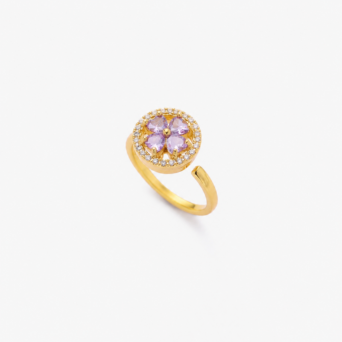 Anillo Floral de Oro con Zafiro