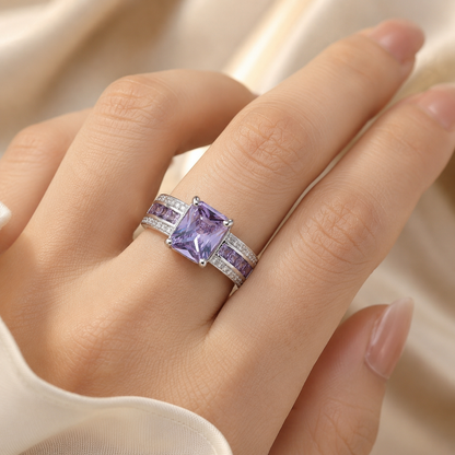 Anillo Carril de Plata con Amatista