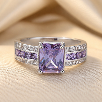 Anillo Carril de Plata con Amatista
