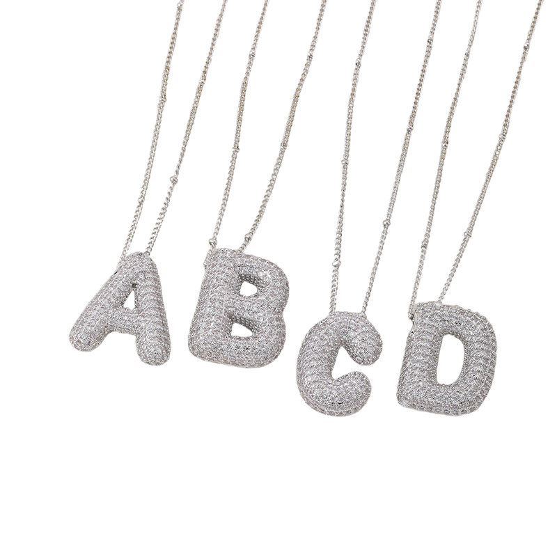 Set de Collares con Inicial Estilo Burbuja