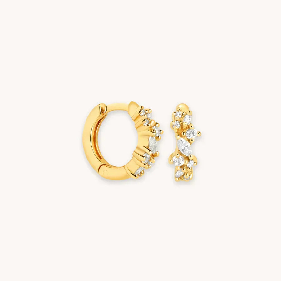 Aretes Mini Argollas Cluster de Cristal