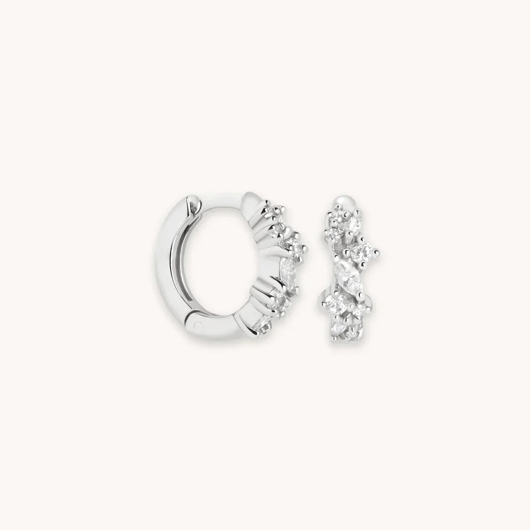 Aretes Mini Argollas Cluster de Cristal