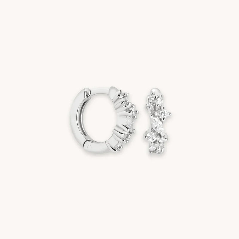 Aretes Mini Argollas Cluster de Cristal