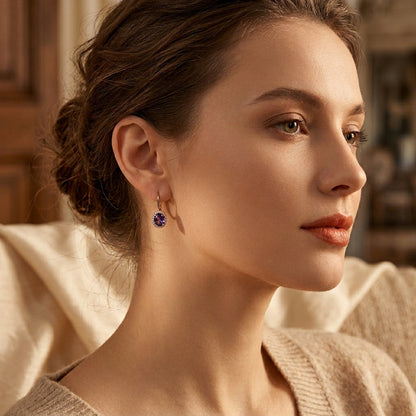 Aretes Corona de Oro con Amatista