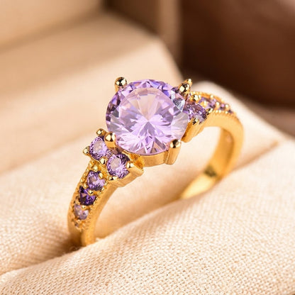Anillo Racimo de Oro con Amatista